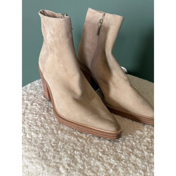 Vince Camuto Women Rinvalla Taupe Suede Western Pointy Toe Boots Sz 5 - Picture 2 of 4